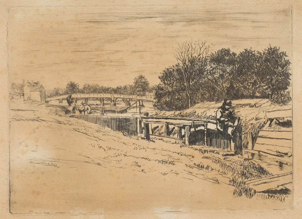 Detail of Whistler at Moulsey [Molesey Lock], [1861] by Edwin Edwards
