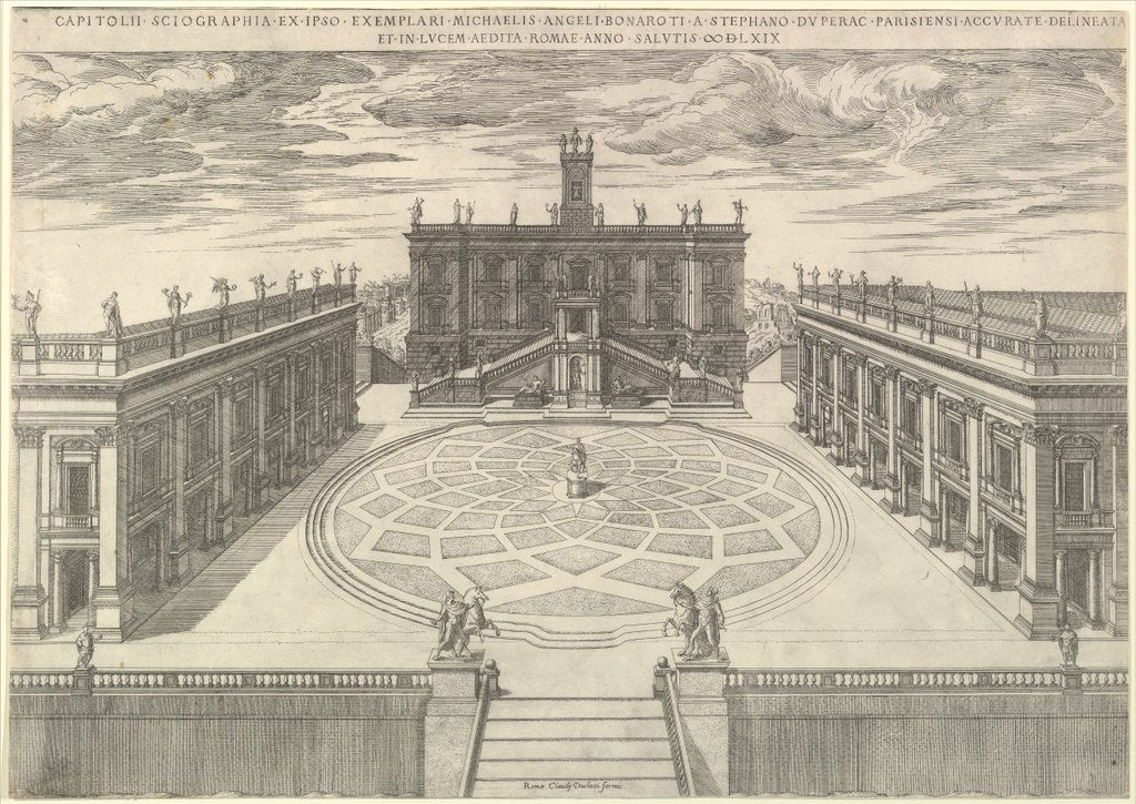 Detail of Speculum Romanae Magnificentiae: View of the Roman Capitol, 1569 by Etienne Duperac