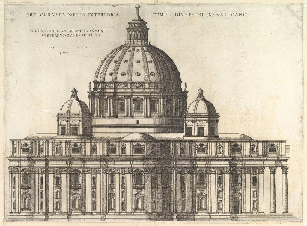 Speculum Romanae Magnificentiae: Elevation Showing the Exterior of Saint Peter's Basili…, 1558-61 by Etienne Duperac