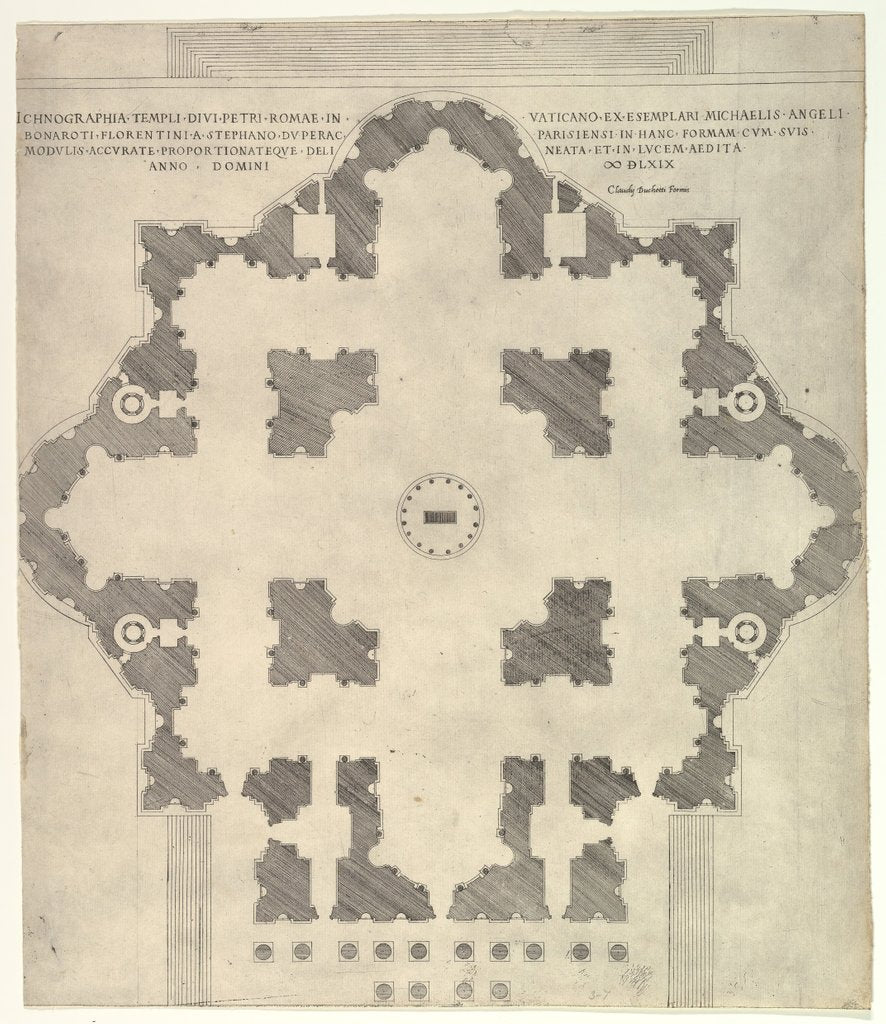 Speculum Romanae Magnificentiae: Plan of St. Peter's, 1569 by Etienne Duperac