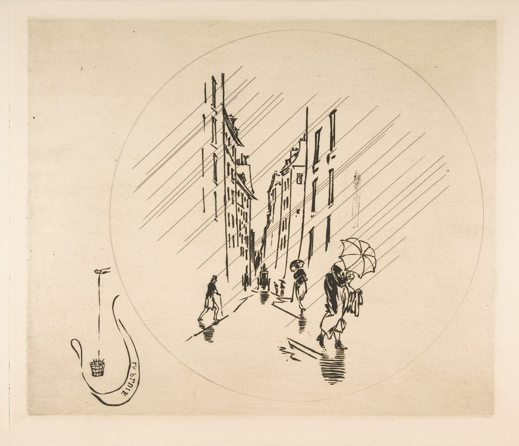 Detail of Decoration for a Plate: Rain, 1870 by Felix Bracquemond