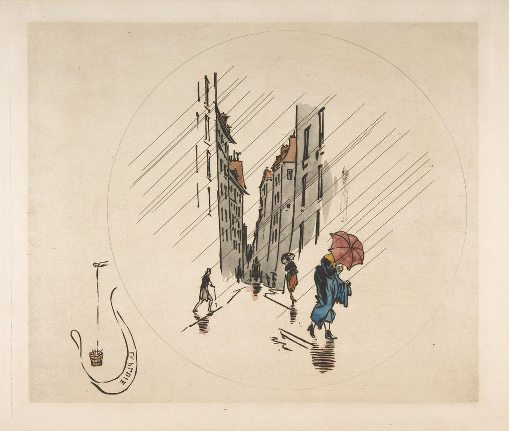 Detail of Decoration for a Plate: Rain, 1870 by Felix Bracquemond