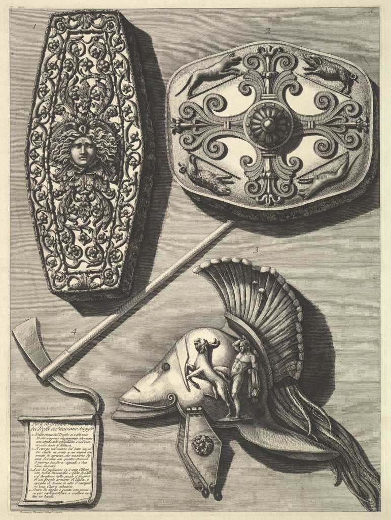 Detail of Parti in grande restaurati de' Trofei de Ottaviano August by Francesco Piranesi