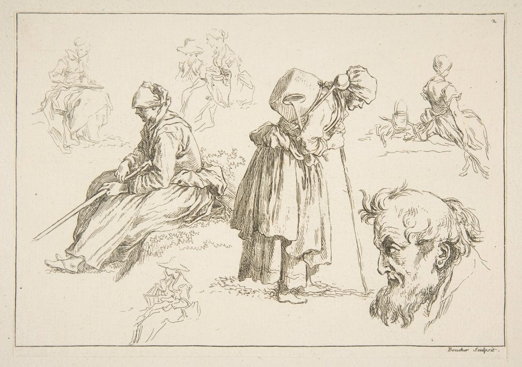 Detail of Sheet of Sketches, 1753 by Francois Boucher