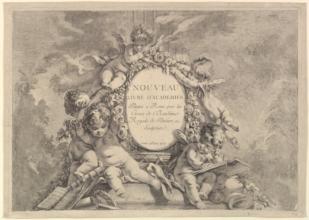 Detail of Frontispiece, from Nouveau Livre d'Academies Peintes a Rome par les Eleves de l'Académie R…, 1759 by Unknown