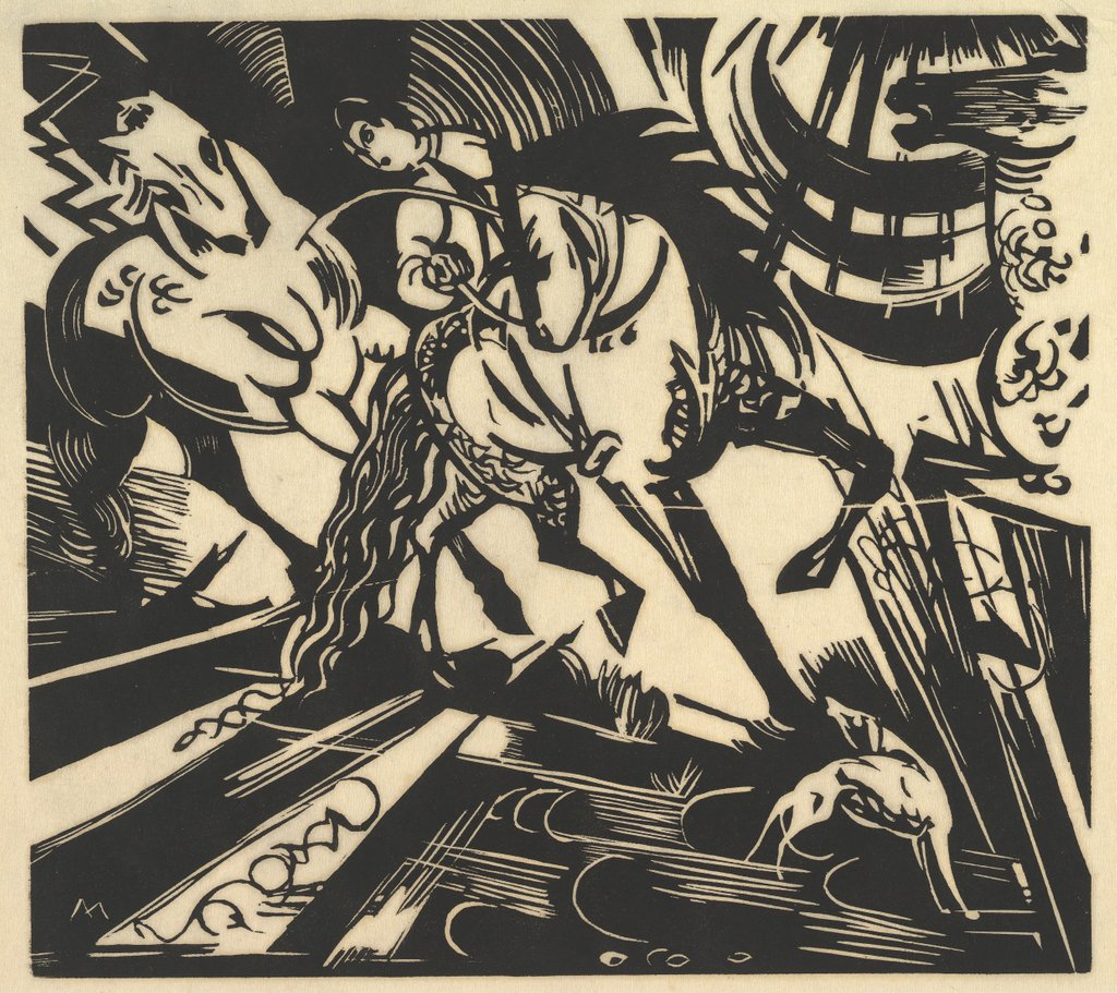 Detail of The Riding School, 1913 by Franz Marc