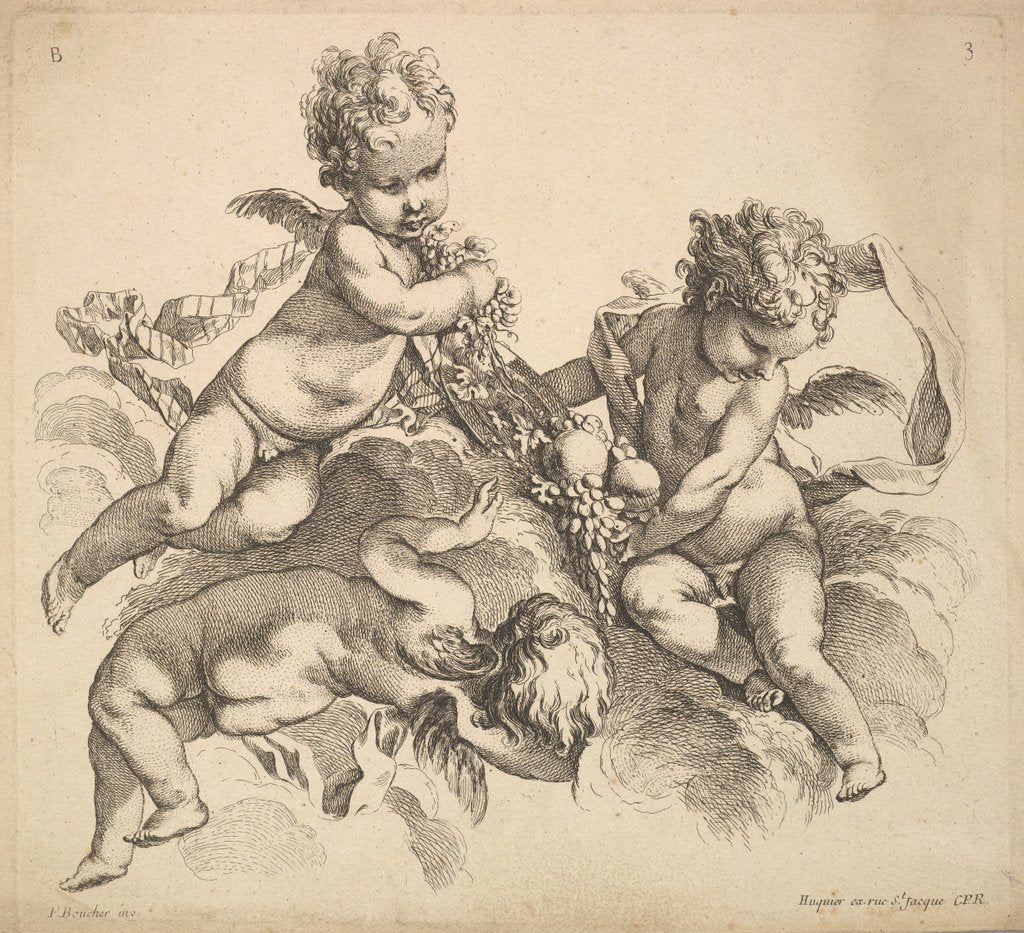 Three Children with a Fruit Plate, 1738-45 by Gabriel Huquier