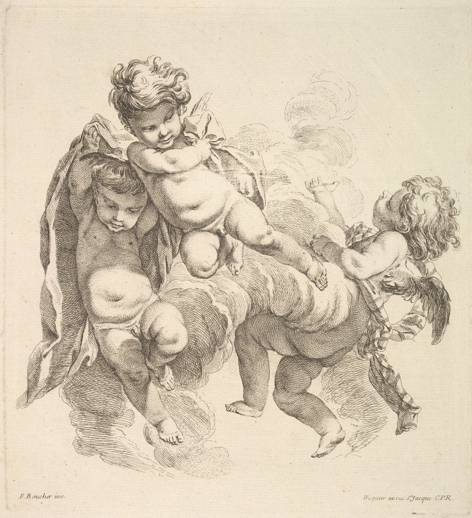 Detail of Three Children Among Clouds Carrying a Drapery, 1738-45 by Gabriel Huquier