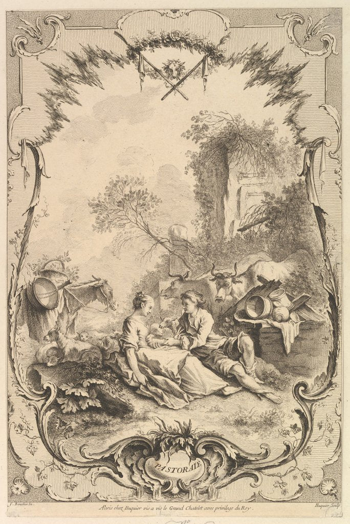 Detail of Pastorale, 18th century by Gabriel Huquier