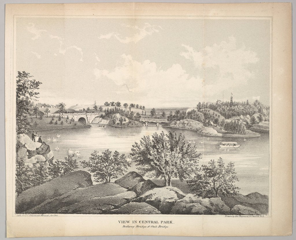 Detail of View in Central Park with Balcony Bridge and Oak Bridge, 1861 by George Hayward