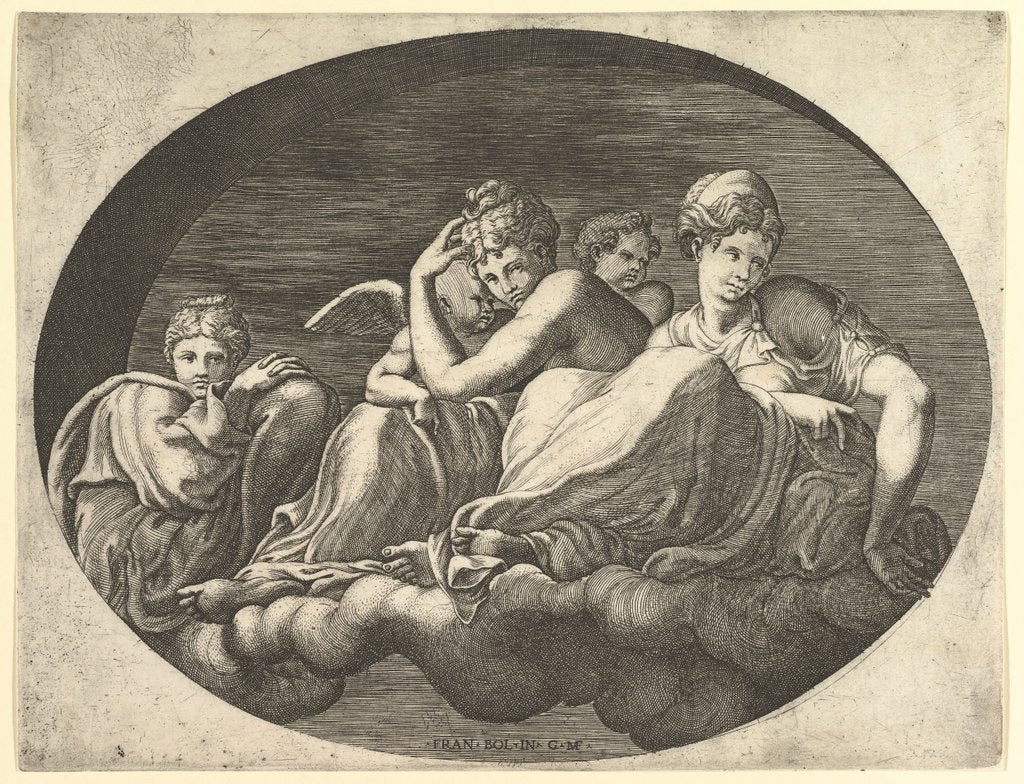 Detail of Venus and Cupid, Two Other Goddesses, and a Putto, from a series of eight compositions af…, 1560s by Giorgio Ghisi
