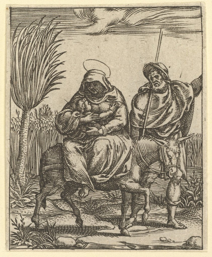 Detail of The Virgin of Sorrows: The Flight into Egypt; one of nine surrounding compartments from…, by 1575 by Giorgio Ghisi