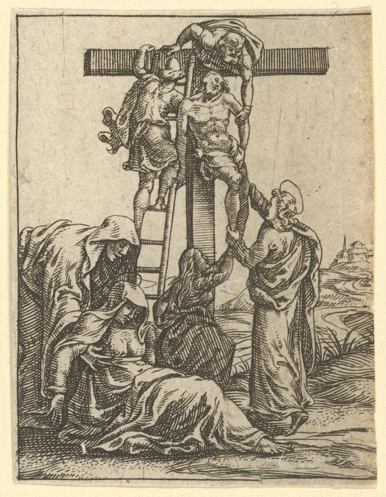 Detail of The Virgin of Sorrows: The Descent from the Cross; one of nine surrounding compartments…, by 1575 by Giorgio Ghisi