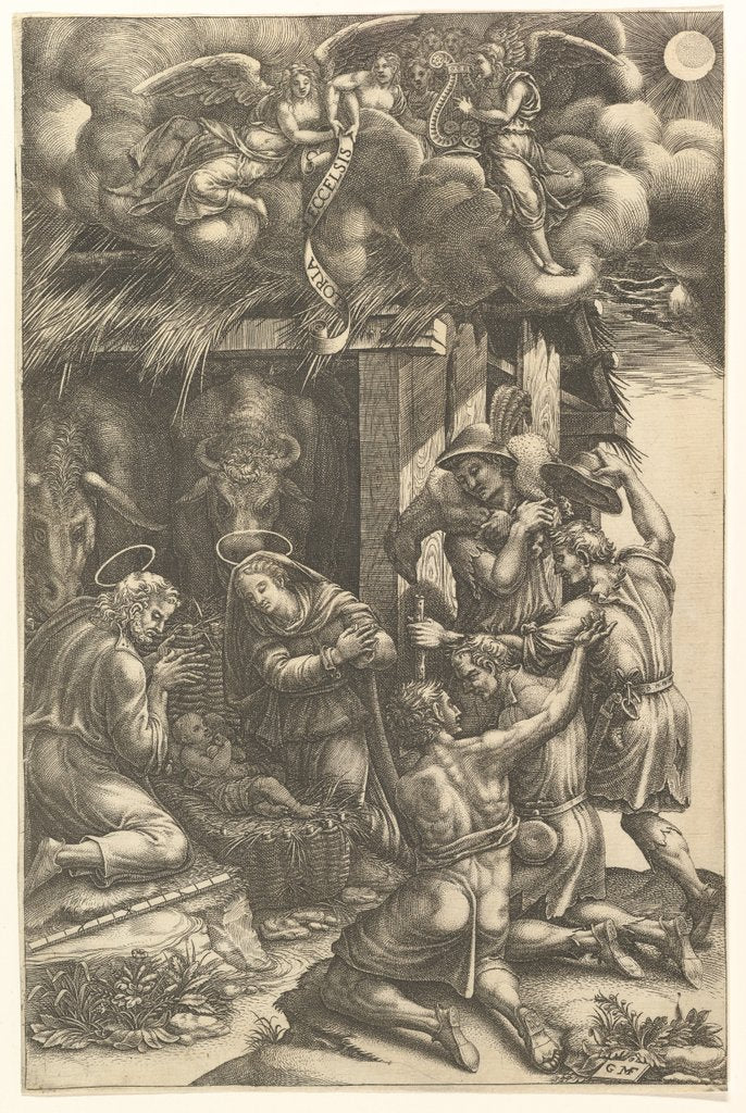 Detail of The Adoration of the Shepherds, late 1570s by Giorgio Ghisi