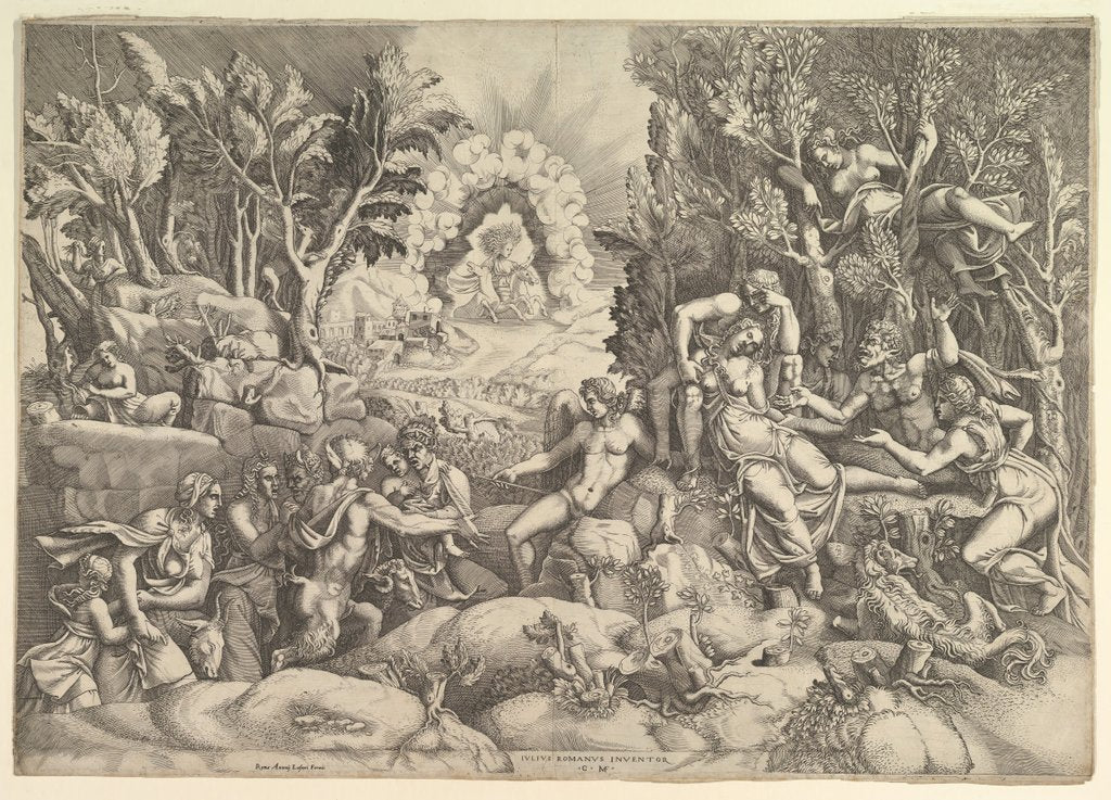 Detail of The Death of Procris; Cephalus mournig the death of Procris on the right surrounded by…, ca. 1540 by Giorgio Ghisi