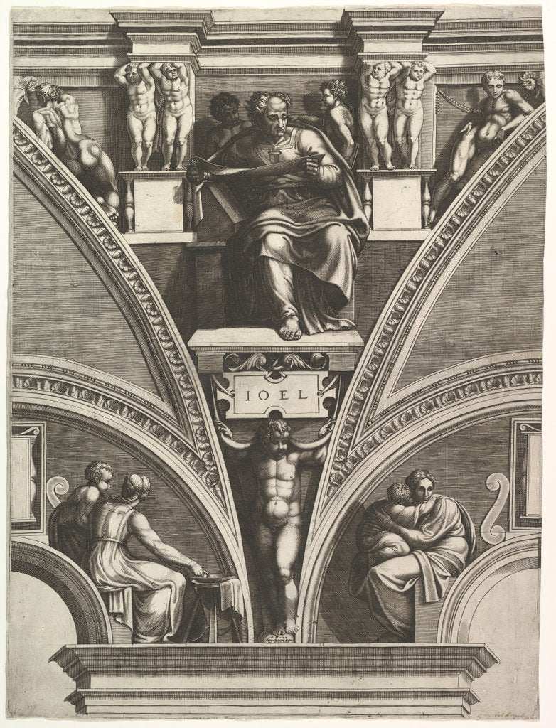 Detail of The Prophet Joel; from the series of Prophets and Sibyls in the Sistine Chapel, 1570-75 by Giorgio Ghisi