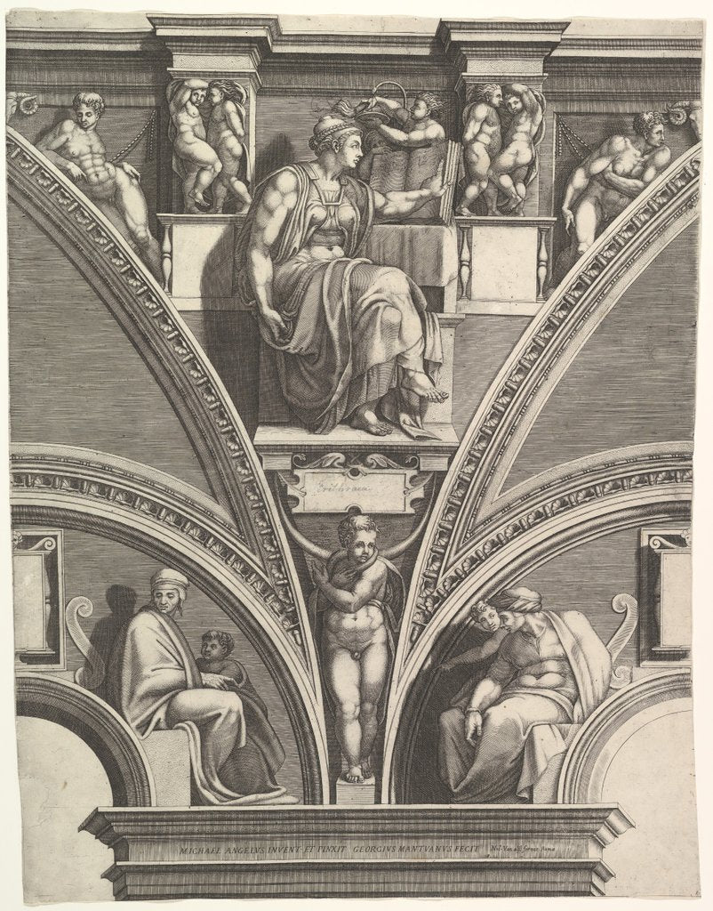 Detail of The Eritrean Sibyl; from the series of Prophets and Sibyls in the Sistine Chapel, 1570-75 by Giorgio Ghisi