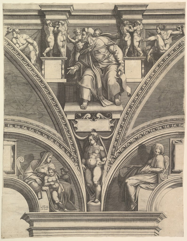 Detail of The Prophet Ezekiel; from the series of Prophets and Sibyls in the Sistine Chapel , 1570-75 by Giorgio Ghisi