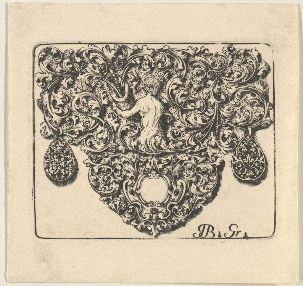 Detail of Goldsmiths Ornament with a Young Man Holding a Cornucopia, 1709 by Giovani Battista Grondoni