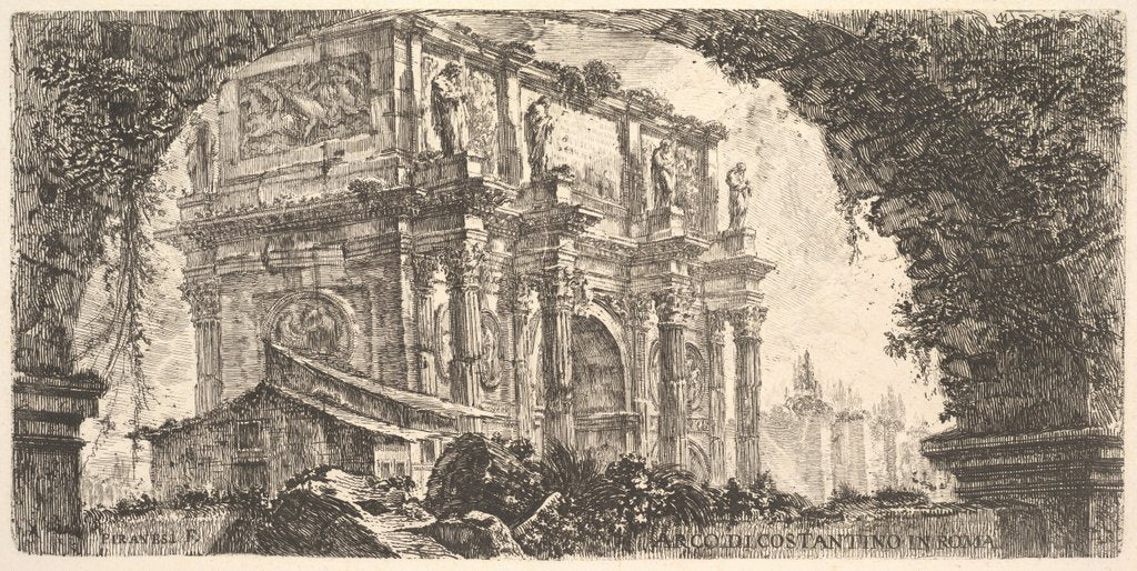Detail of Plate 9: Arch of Constantine in Rome, ca. 1748 by Giovanni Battista Piranesi