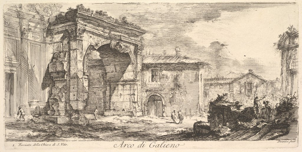 Detail of Arch of Galienus. 1. Façade od the Church of S. Vit by Giovanni Battista Piranesi