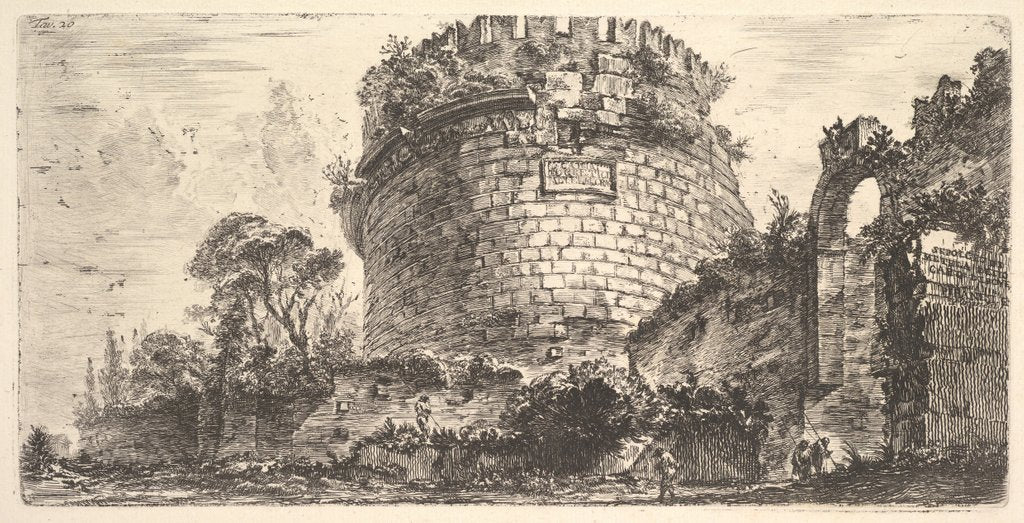 Detail of Plate 20: Tomb of Caecilia Metella called the Capo di Bov by Giovanni Battista Piranesi