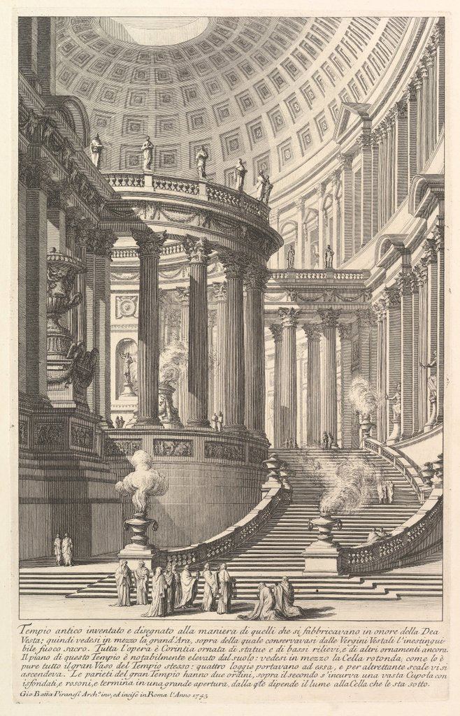 Detail of Imaginery ancient temple designed in the style of those built in honor of the Goddess …, ca. 1750 by Giovanni Battista Piranesi