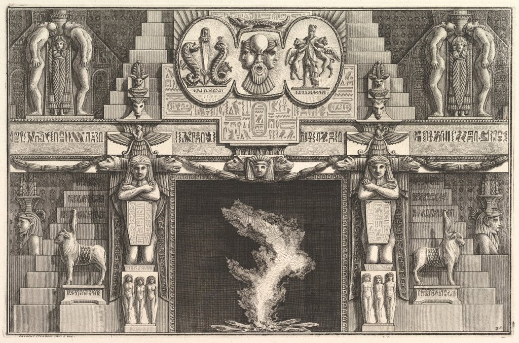 Detail of Chimneypiece in the Egyptian style: Groups of three female nudes at the base of each j…, ca. 1769 by Giovanni Battista Piranesi