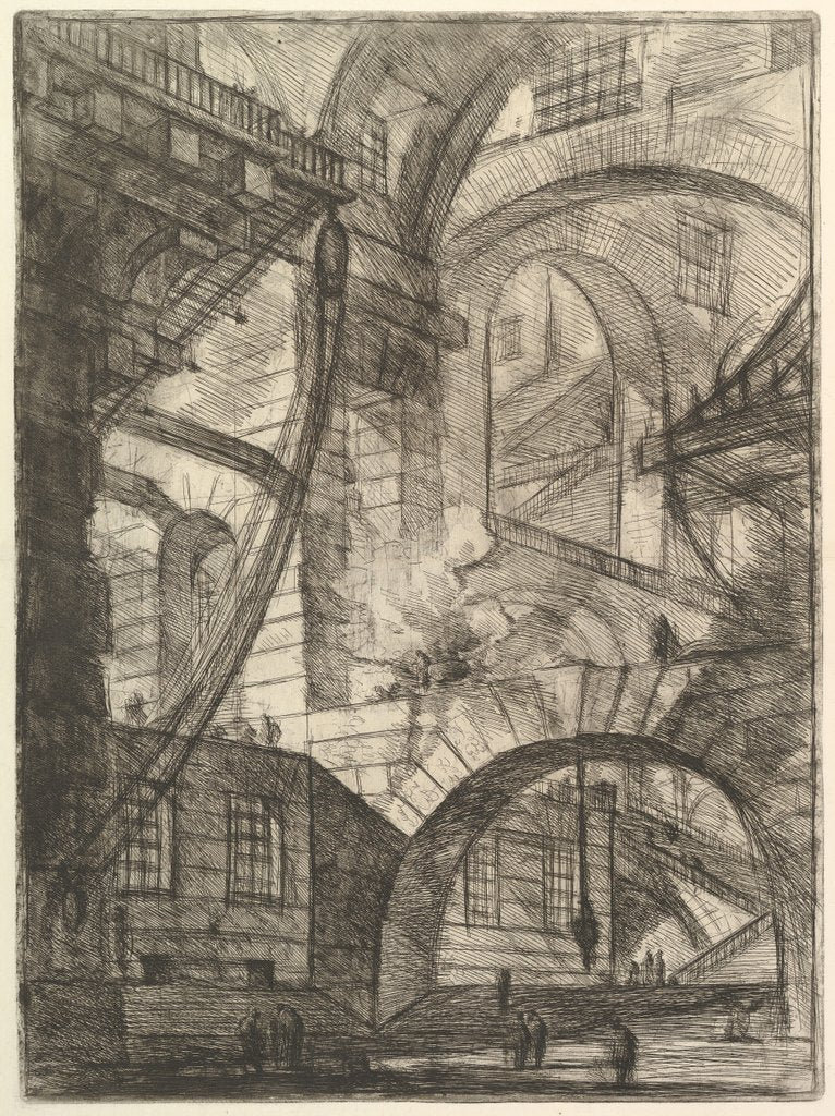 Detail of The Smoking Fire, from Carceri d'invenzione, ca. 1749-50 by Giovanni Battista Piranesi