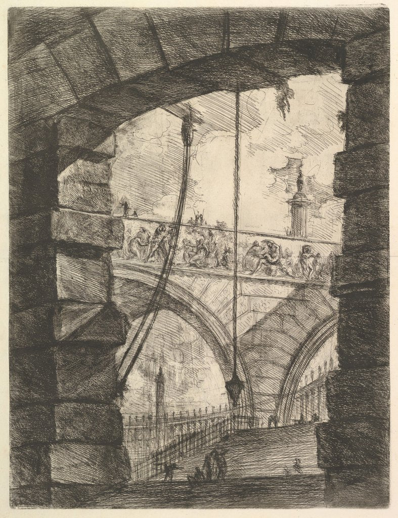 Detail of The Grand Piazza, from Carceri d'invenzione, ca. 1749-50 by Giovanni Battista Piranesi