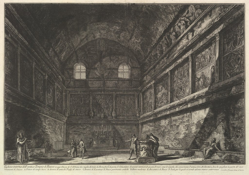 Detail of Interior view of the ancient Temple of Bacchus, now the church of S. Urbano, two miles…, ca. 1750 by Giovanni Battista Piranesi