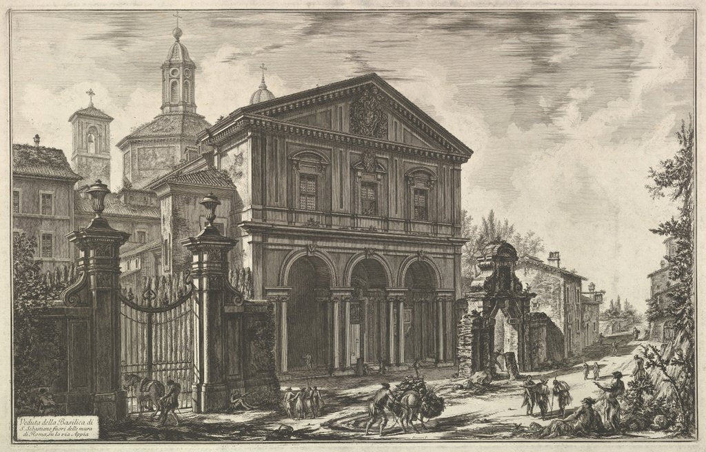 Detail of View of the Basilica of San Sebastiano fuori delle mura [St. Sebastian ouside the Wall…, ca. 1750 by Giovanni Battista Piranesi