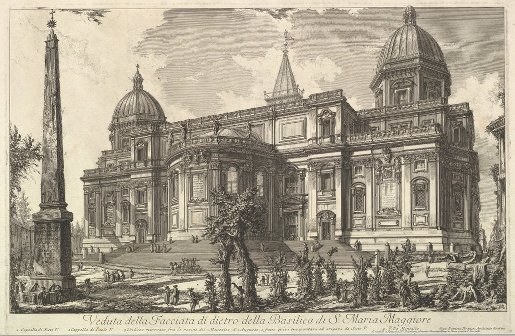 Detail of View of the rear entrance of the Basilica of S. Maria Maggiore, from Veduta di Rom by Giovanni Battista Piranesi