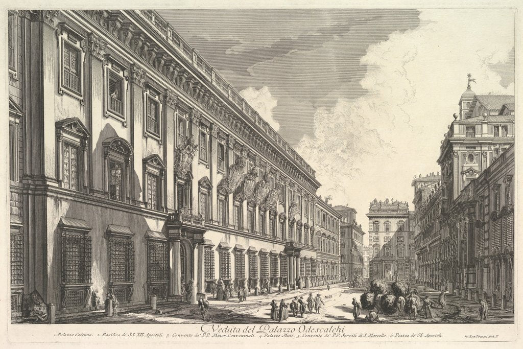 Detail of View of the Palazzo Odeschali, from Vedute di Roma, ca. 1753 by Giovanni Battista Piranesi