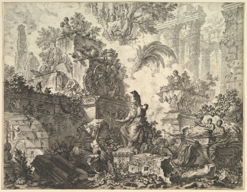 Detail of Frontispiece, with Statue of Minerva, ca. 1748 by Giovanni Battista Piranesi