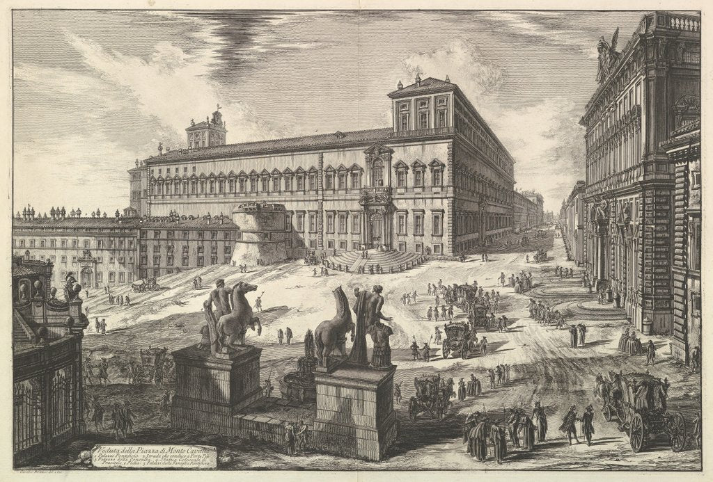 Detail of View of the Piazza di monte Cavallo, from Vedute di Roma, ca. 1773 by Giovanni Battista Piranesi