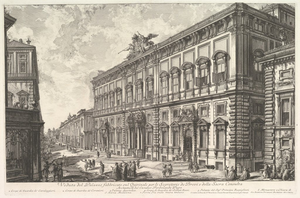 Detail of View of the Palazzo della Consulta on the Quirinal housing the Papal Secreteriat, f…, ca. 1760-78 by Giovanni Battista Piranesi