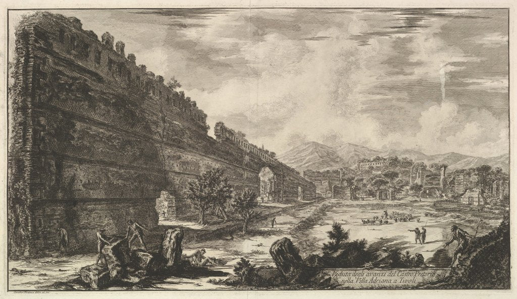 Detail of Veduta degli avanzi del Castro Pretorio nella Villa Adriana a Tivol by Giovanni Battista Piranesi