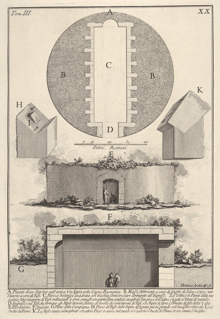 Detail of Plan of a tomb on the Appian Way in Vigna Buonamic by Giovanni Battista Piranesi