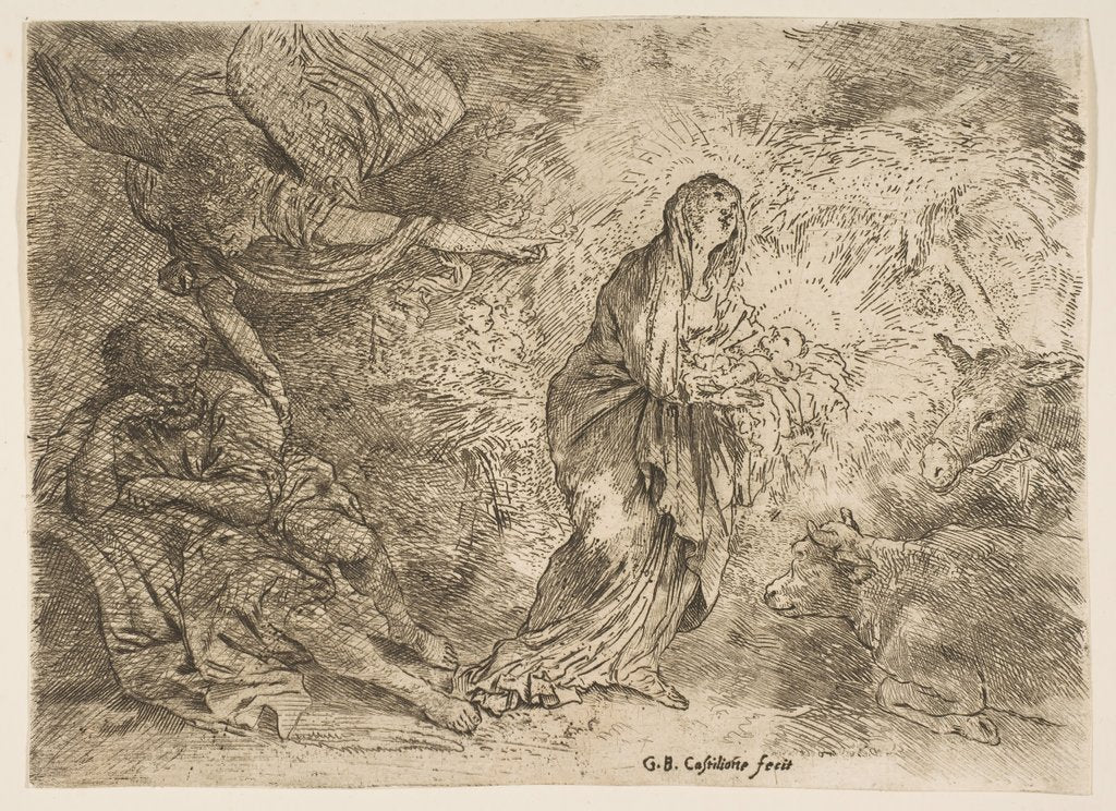 Detail of The angel awakening Joseph to the presence of the Virgin and Child, ca. 1645-49 by Giovanni Benedetto Castiglione