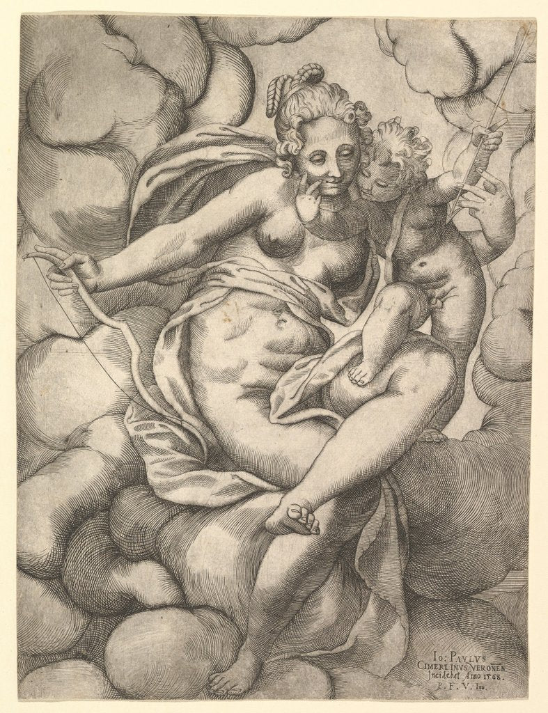 Detail of Venus and Cupid in the Clouds, 1568 by Giovanni Paolo Cimerlino