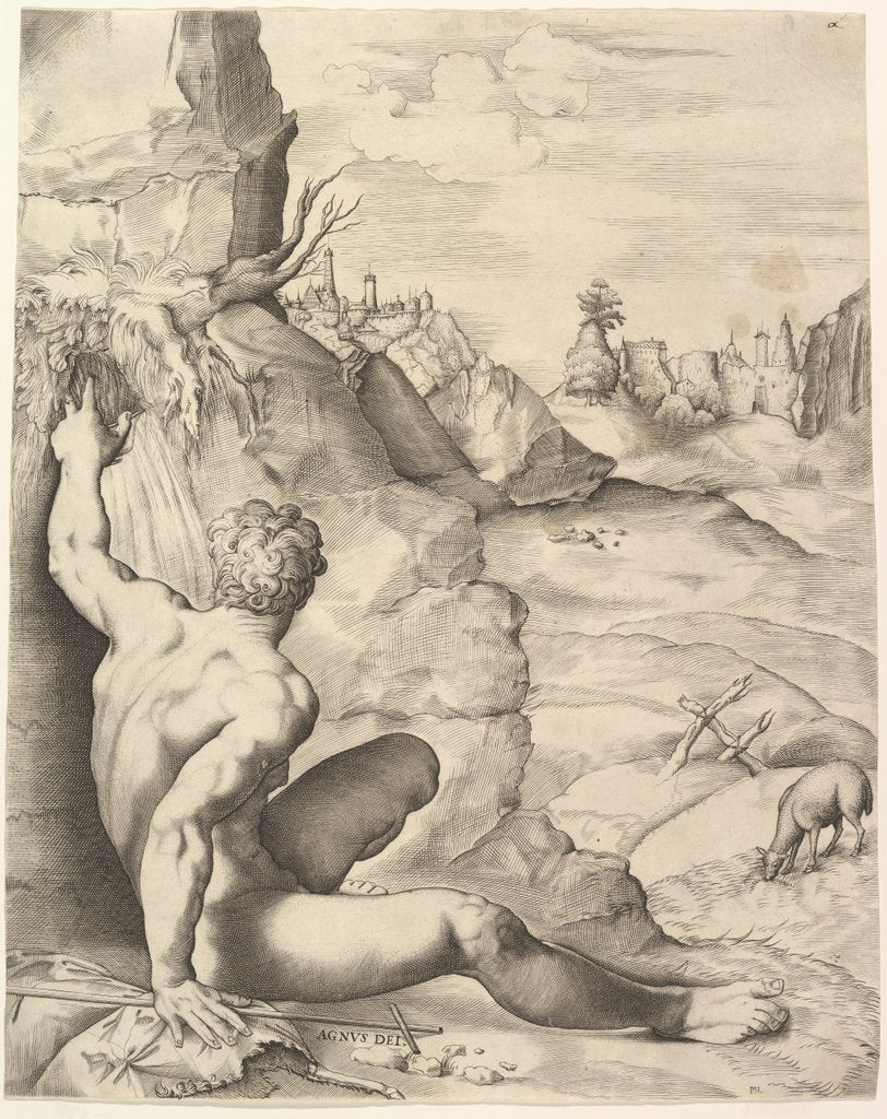 Detail of John the Baptist in the Wilderness, ca. 1545-55 by Guilo Sanuto