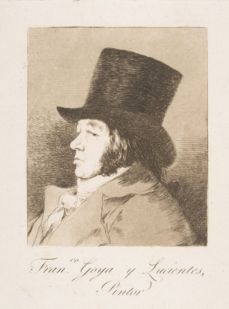 Detail of Plate 1 from 'Los Caprichos': Self-portrait of Goya, 1799 by Francisco Goya