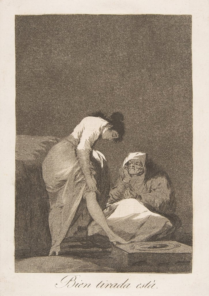 Detail of Plate 17 from 'Los Caprichos': It is nicely stretched, 1799 by Francisco Goya