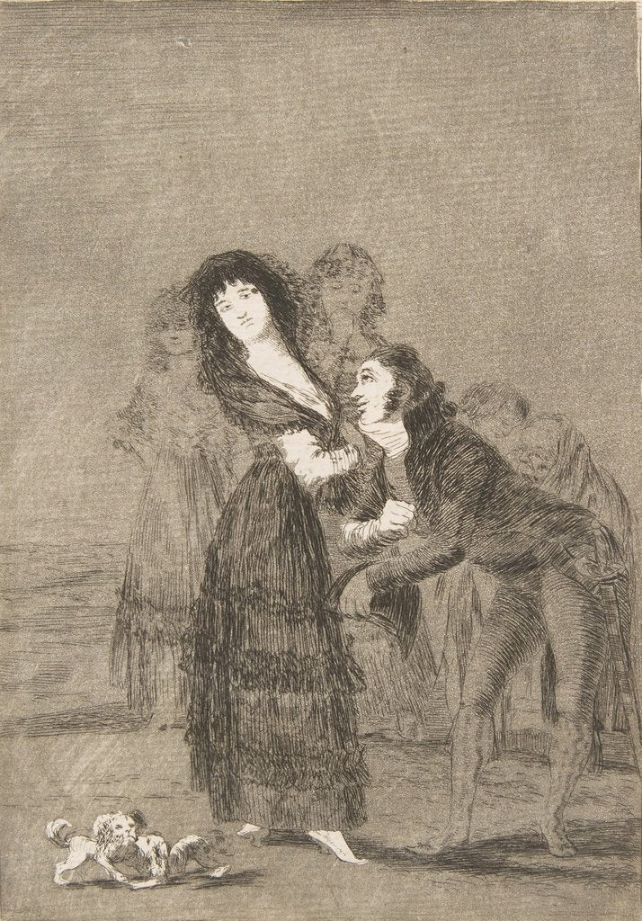 Detail of Plate 27 from 'Los Caprichos':Which of them is the more overcome?, 1799 by Francisco Goya