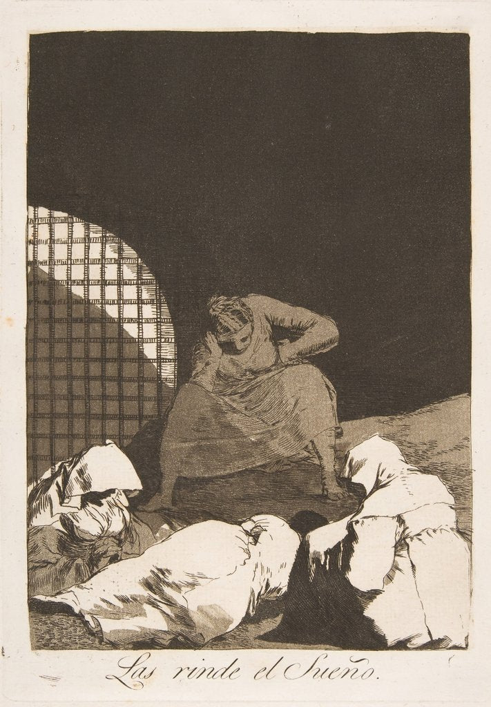 Detail of Plate 34 from 'Los Caprichos': Sleep overcomes them, 1799 by Francisco Goya