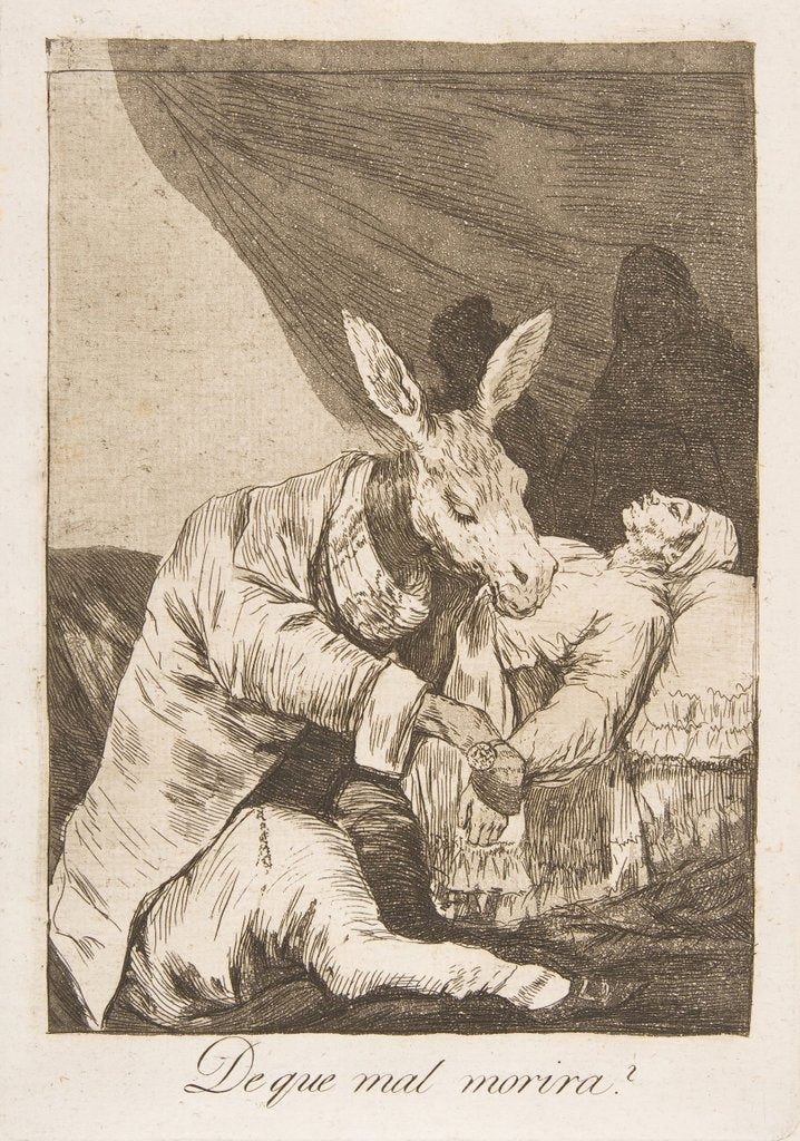 Detail of Plate 40 from 'Los Caprichos': Of what ill will he die?, 1799 by Francisco Goya