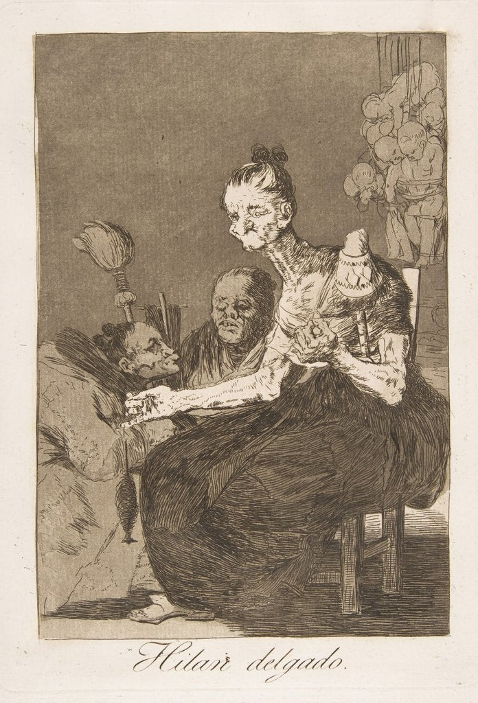 Detail of Plate 44 from 'Los Caprichos': They spin finely, 1799 by Francisco Goya