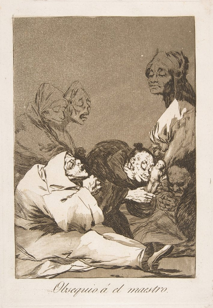 Detail of Plate 47 from 'Los Caprichos':A gift for the master, 1799 by Francisco Goya