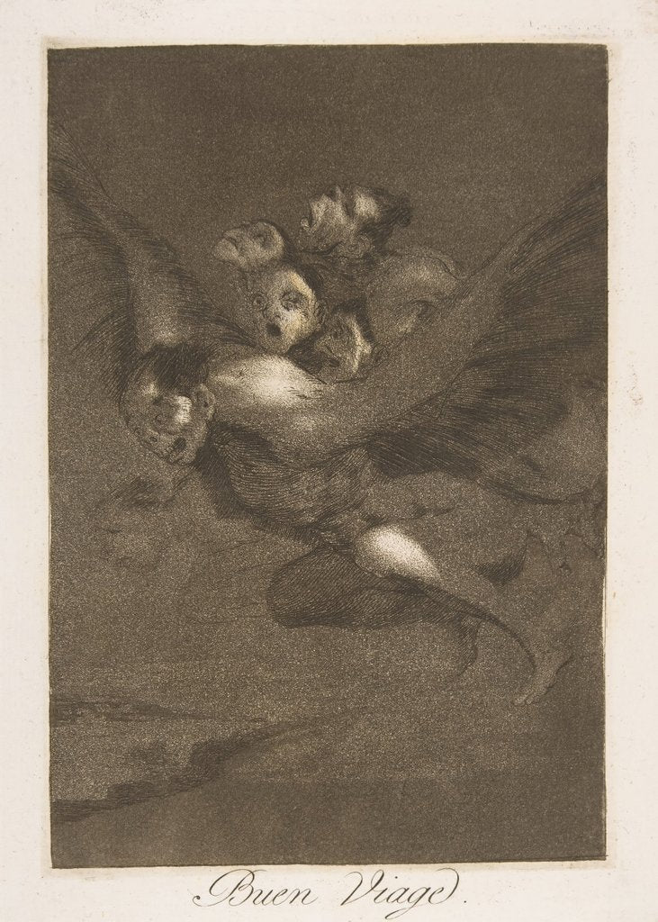 Detail of Plate 64 from 'Los Caprichos': Bon voyage, 1799 by Francisco Goya